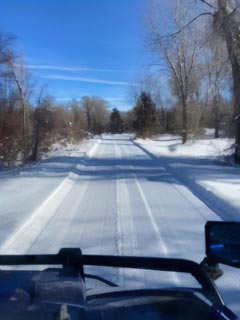 groomed winter train at twin bridges part in eastern idaho.